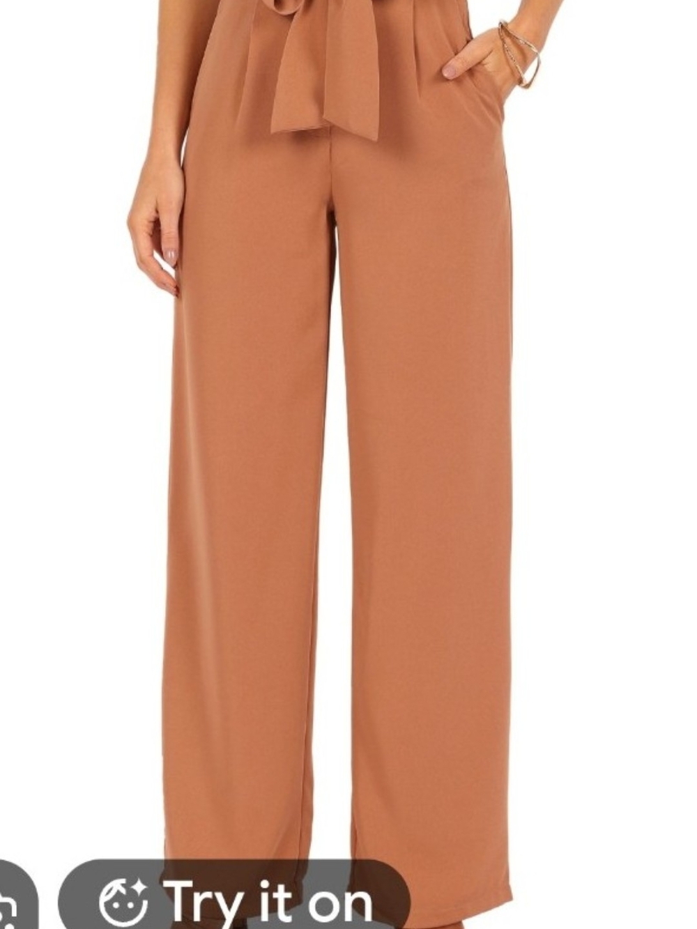 Petal & Pup Wide-Leg High-Waist Pants in Camel